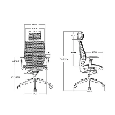 Ергономичен стол RFG TECH@LINE, Multi-function механизъм, до 250 kg, черен
