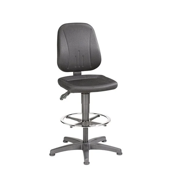 Лабораторен работен стол Bimos Unitec 9651, висок, екокожа, до 120 kg, черен