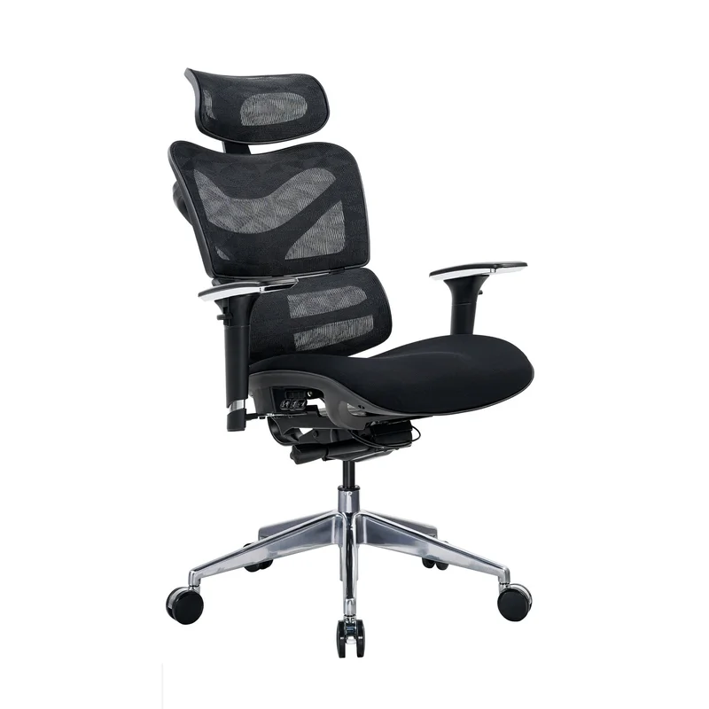 Ергономичен стол RFG TECH@GAMES, Multi-function механизъм, до 250 kg, черна седалка, черна облегалка