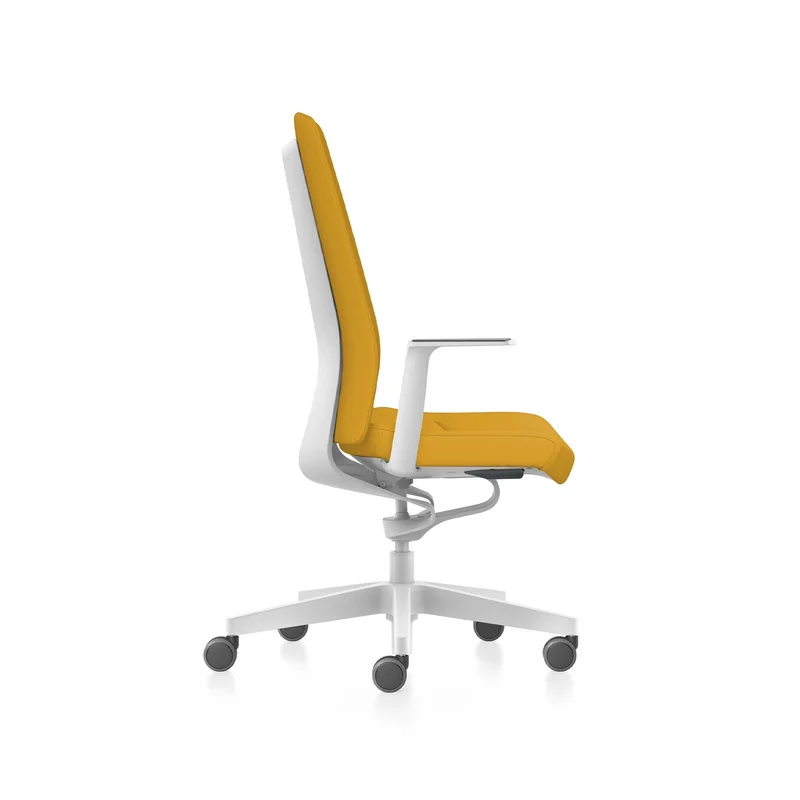 Ергономичен стол Interstuhl PU113, Smart-Spring механизъм, бяло-жълт