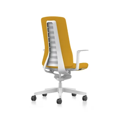 Ергономичен стол Interstuhl PU113, Smart-Spring механизъм, бяло-жълт