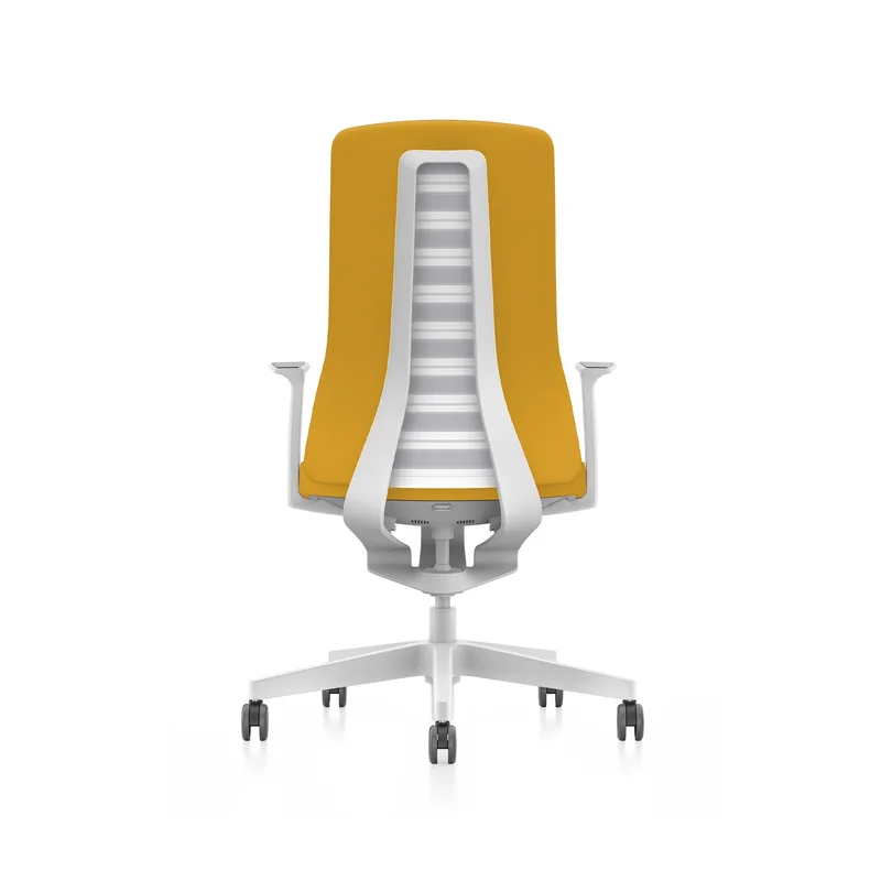 Ергономичен стол Interstuhl PU113, Smart-Spring механизъм, бяло-жълт
