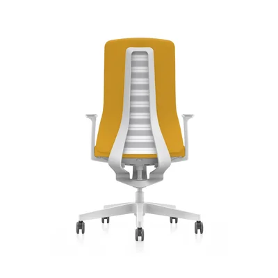 Ергономичен стол Interstuhl PU113, Smart-Spring механизъм, бяло-жълт