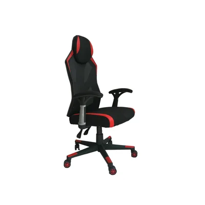 Геймърски стол RFG Soft Game, дамаска и меш, полиамидна основа, до 130 kg, черно-червен