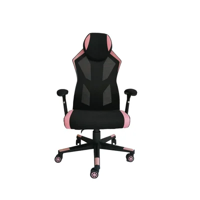 Геймърски стол RFG Soft Game, дамаска и меш, полиамидна основа, до 130 kg, черно-розов