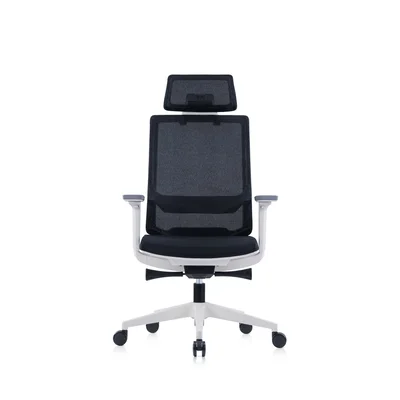 Ергономичен стол RFG Meteor X White HB, дамаска и меш, до 130 kg, черна седалка, черна облегалка