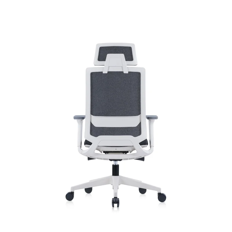 Ергономичен стол RFG Meteor X White HB, дамаска и меш, до 130 kg, черна седалка, черна облегалка