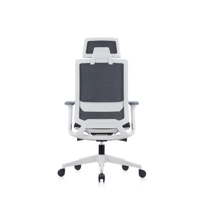 Ергономичен стол RFG Meteor X White HB, дамаска и меш, до 130 kg, черна седалка, черна облегалка