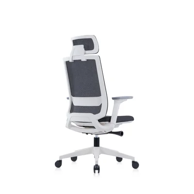 Ергономичен стол RFG Meteor X White HB, дамаска и меш, до 130 kg, черна седалка, черна облегалка