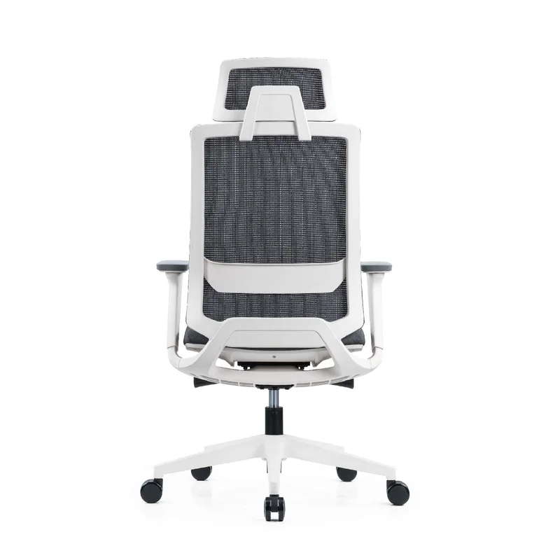 Ергономичен стол RFG Meteor X White HB, дамаска и меш, до 130 kg, сива седалка, сива облегалка