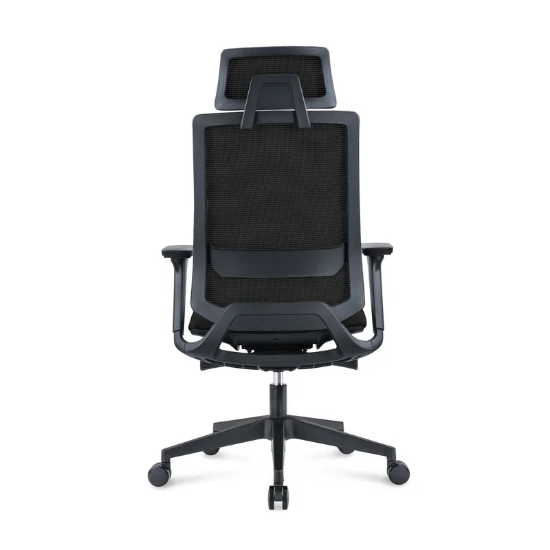 Ергономичен стол RFG Meteor X Black HB, дамаска и меш, до 130 kg, черна седалка, черна облегалка