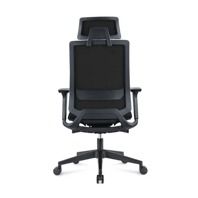 Ергономичен стол RFG Meteor X Black HB, дамаска и меш, до 130 kg, черна седалка, черна облегалка