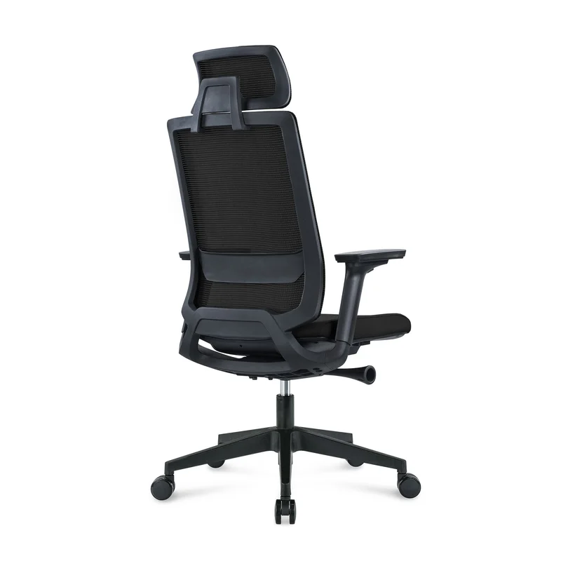 Ергономичен стол RFG Meteor X Black HB, дамаска и меш, до 130 kg, черна седалка, черна облегалка