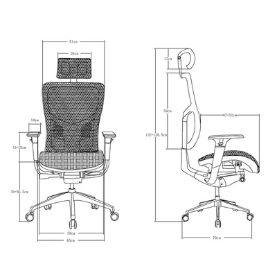 Ергономичен стол RFG TECH@PRO, Multi-function механизъм, до 250 kg, черна седалка, бяло-черна облегалка