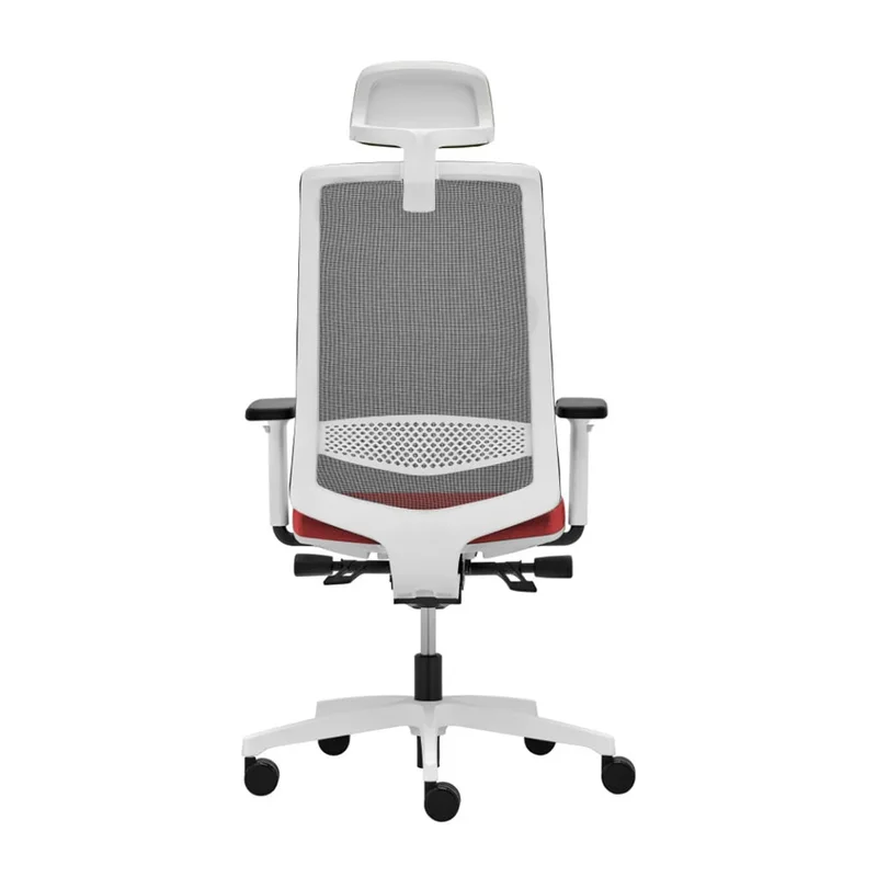 Ергономичен стол Rim Victory VI 1405 White, Synchronous ST2 механизъм, до 120 kg, червен, сглобена мостра