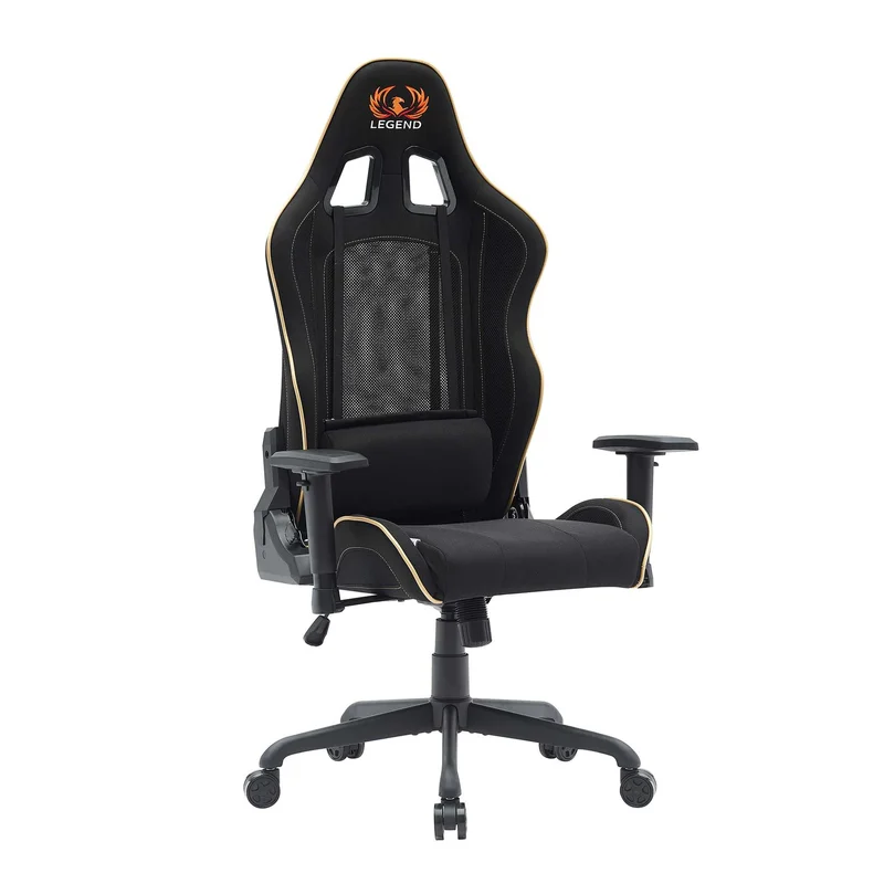 Геймърски стол RFG Move Legend, Butterfly механизъм, полипропиленова основа, до 150 kg, черно-златист