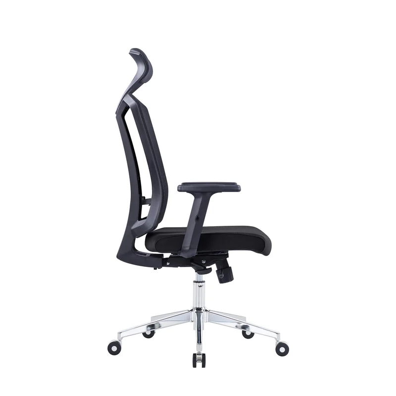 Ергономичен офис стол RFG Primo Lux Chrome HB, дамаска и меш, до 130 kg, черен