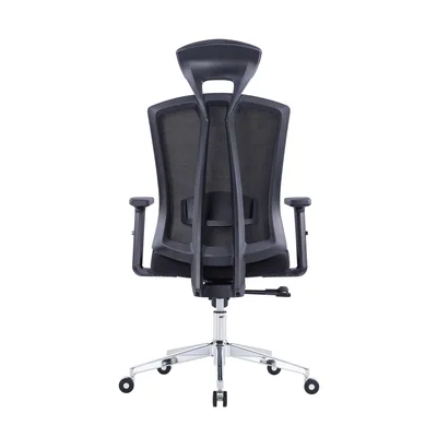 Ергономичен офис стол RFG Primo Lux Chrome HB, дамаска и меш, до 130 kg, черен