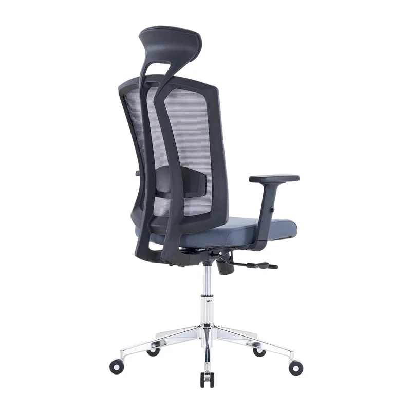 Ергономичен офис стол RFG Primo Lux Chrome HB, дамаска и меш, до 130 kg, сив