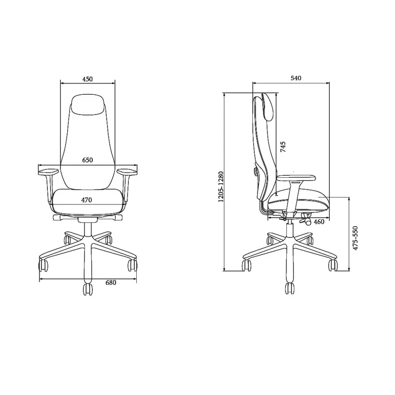 Ергономичен стол RFG Matis HB, дамаска, до 130 kg, черен
