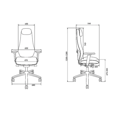Ергономичен стол RFG Matis HB, дамаска, до 130 kg, черен