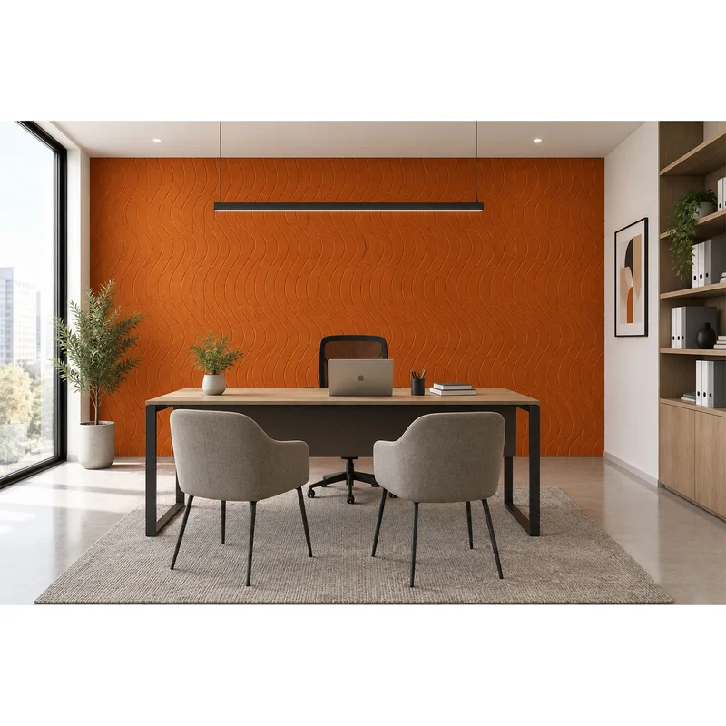 Панел за стена Pet Felt - Wave, цвят R62, 2400 x 1200 mm, дебелина 9 mm, 1 брой