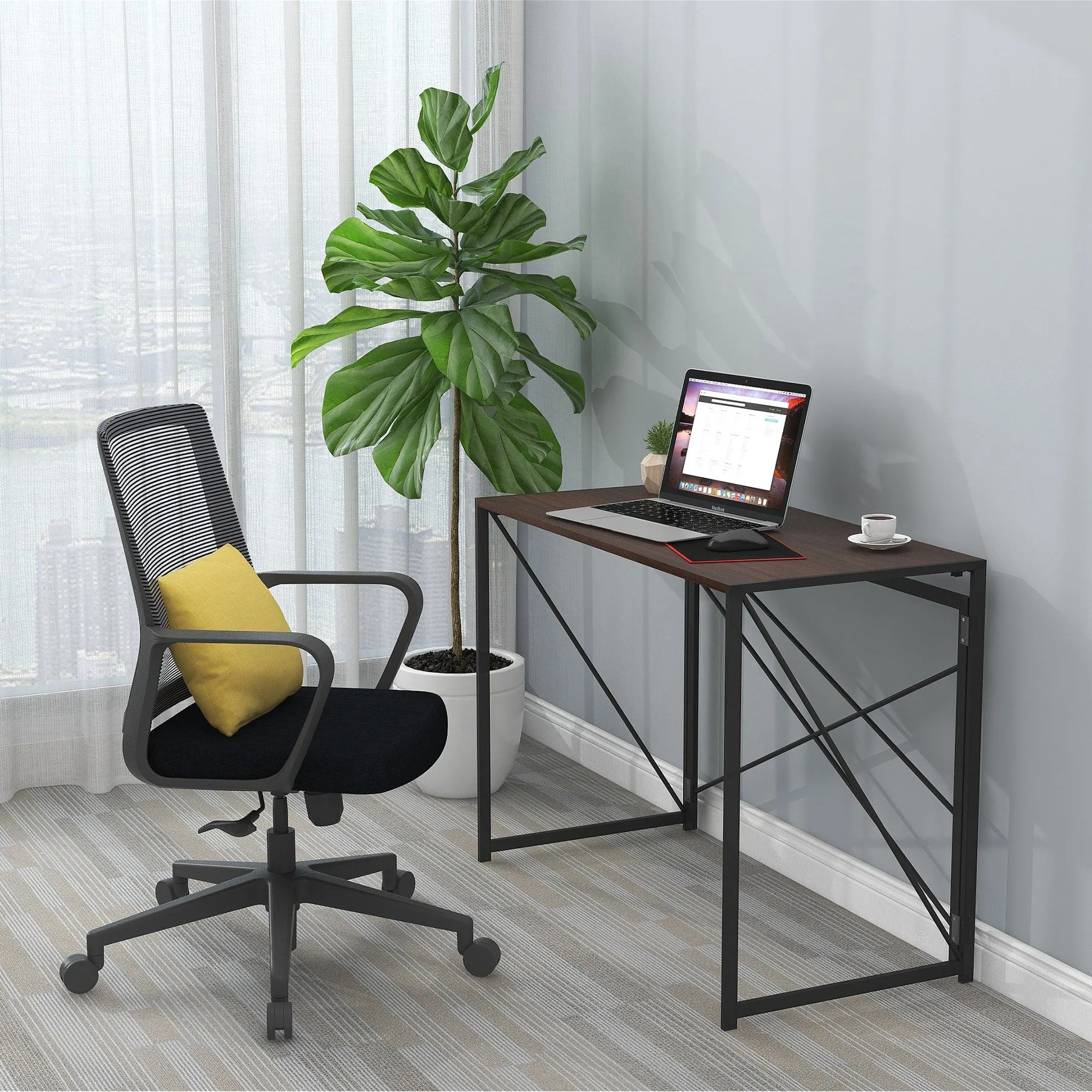 Бюро RFG Soho, над VIII клас, MDF, 1000 х 500 х 750 mm, плот тъмен орех, черен метал