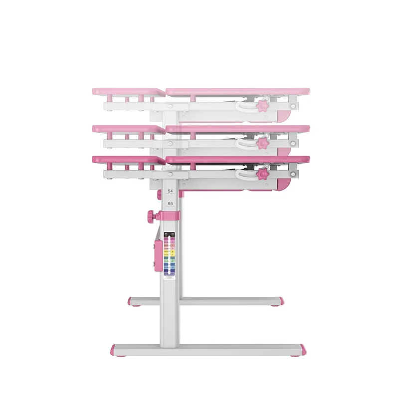Бюро RFG Ergo Kids, с регулируема височина, детско, 800 х 660 х 540-760 mm, ПДЧ, розово