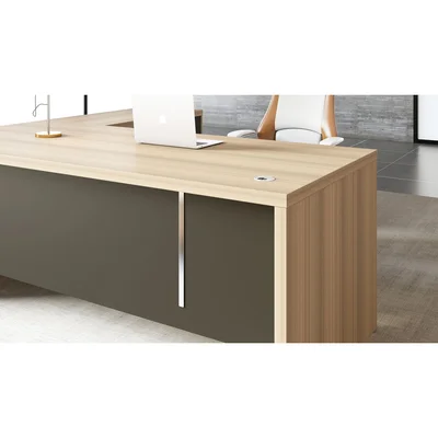 Бюро RFG Milano, 1800 х 790 х 750 mm, ПДЧ 40 mm, светъл дъб и тъмносиво