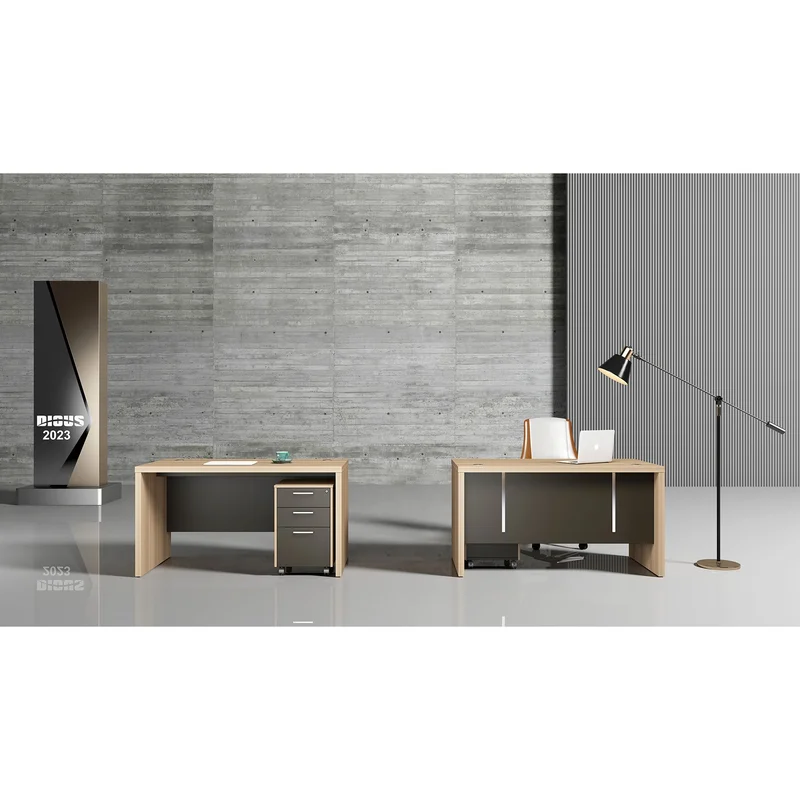 Бюро RFG Milano, 1800 х 790 х 750 mm, ПДЧ 40 mm, светъл дъб и тъмносиво