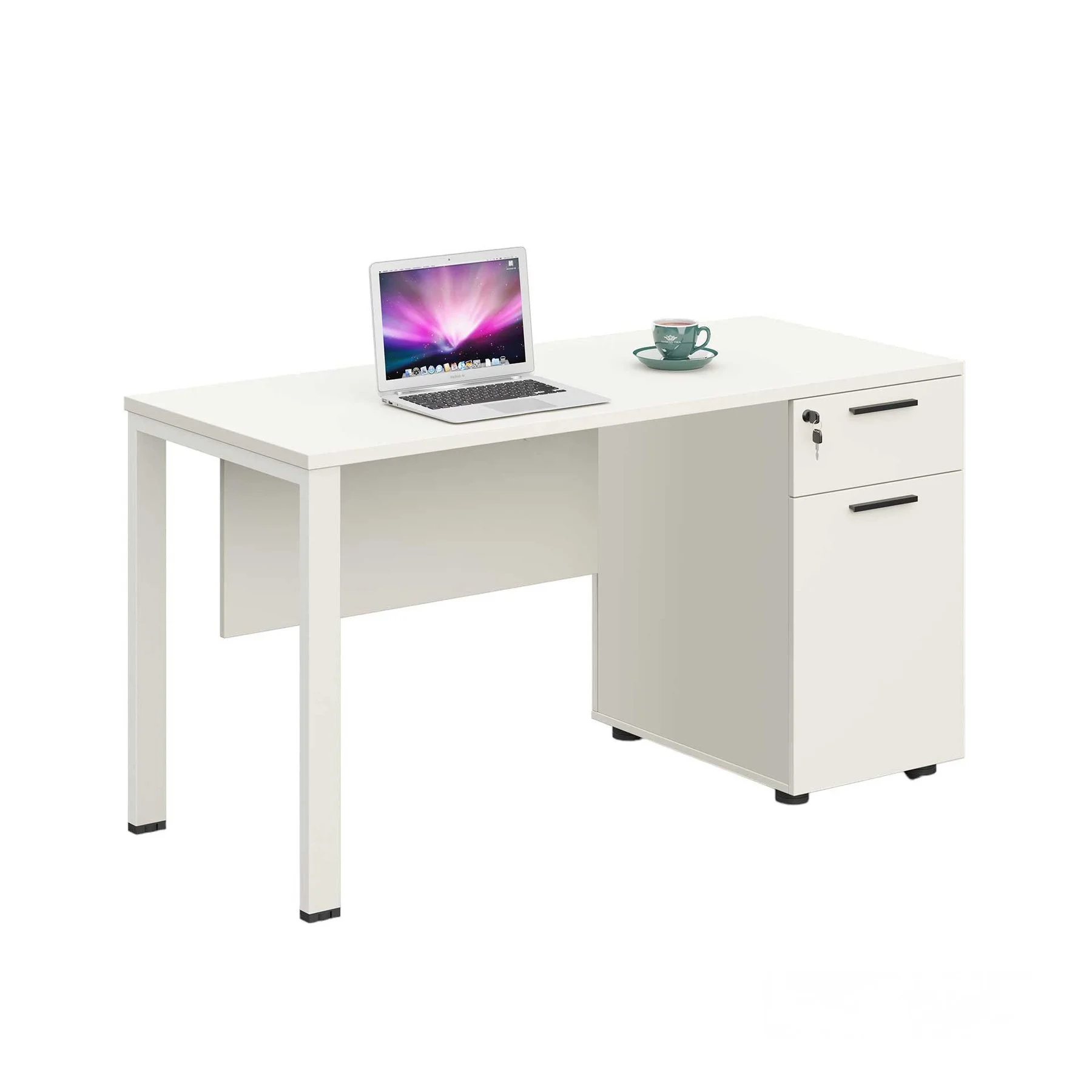 Бюро RFG Monaco, с контейнер, 1200 х 600 х 750 mm, ПДЧ 25 mm, метални крака, бяло