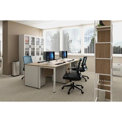 Бюро RFG Monaco, с контейнер, 1200 х 600 х 750 mm, ПДЧ 25 mm, плот бряст, бели метални крака