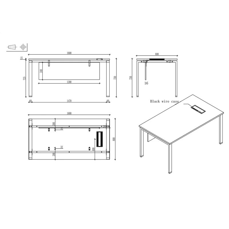Бюро RFG Monaco, 1600 х 800 х 750 mm, ПДЧ 25 mm, метални крака, бяло