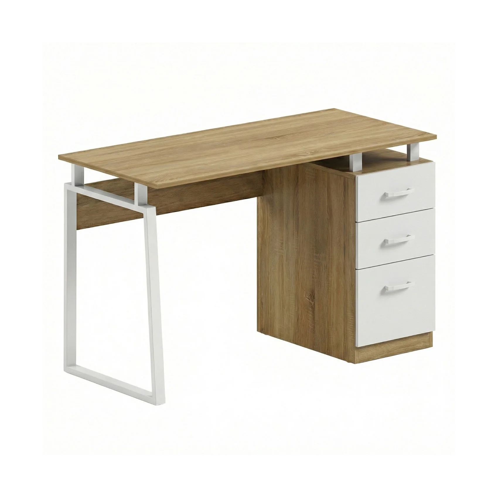 Бюро RFG Shape Z, с контейнер, 1200 х 480 х 760 mm, ПДЧ 16 mm, плот дъб сонома, бял метал