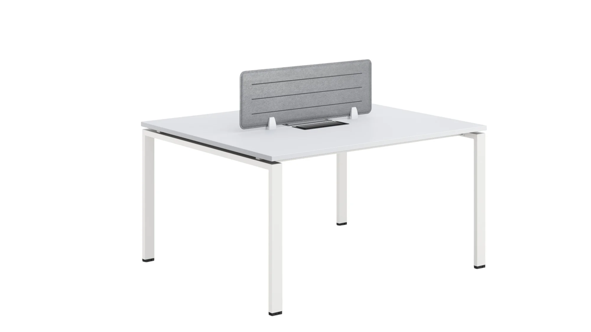 Бюро RFG Бенч Monaco, двуместно, 1400 х 1200 х 750 mm, ПДЧ 25 mm, метални крака, бяло
