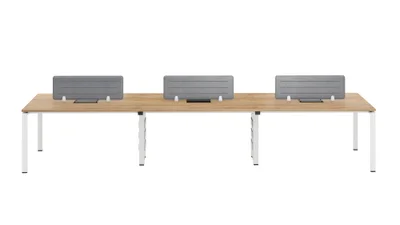Бюро RFG Бенч Monaco, шестместно, 4200 х 1200 х 750 mm, ПДЧ 25 mm, плот бряст, бели метални крака