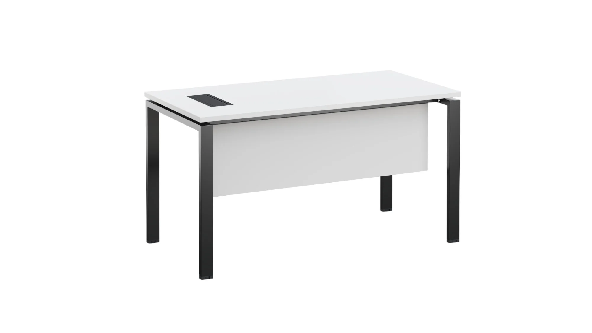 Бюро RFG Monaco, 1400 x 700 x 750 mm, ПДЧ 25 mm, с отвор за кабели, бял плот, черни метални крака