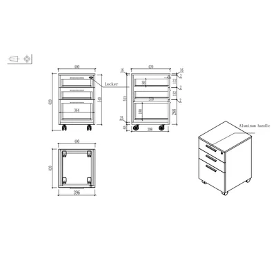 Контейнер за бюро RFG Monaco, 400 х 420 х 620 mm, ПДЧ 16 mm, бряст и бяло