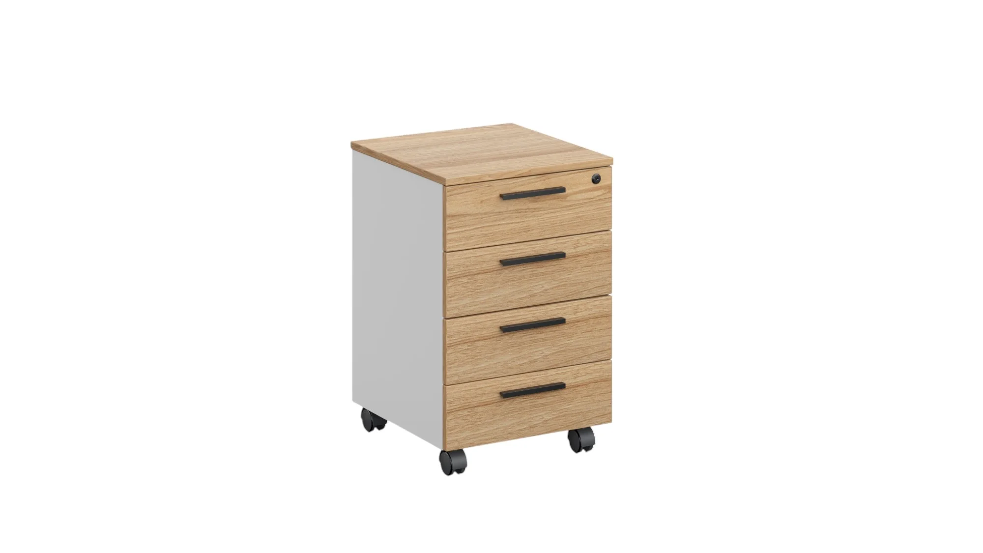 Контейнер за бюро RFG Monaco, с 4 чекмеджета, 400 х 500 х 620 mm, с ключ, ПДЧ, бряст и бяло