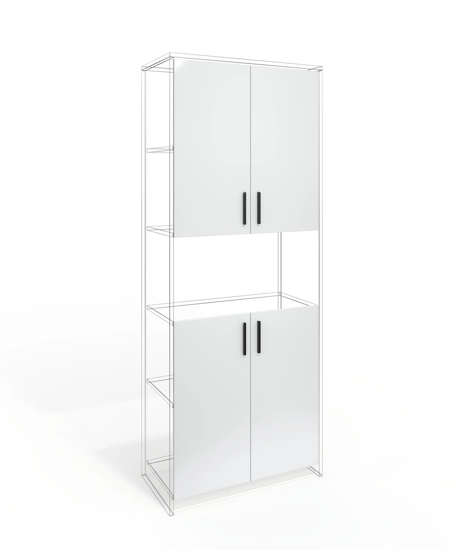 Врата RFG RV3 Monaco, 380 х 18 х 760 mm, ПДЧ 18 mm, 4 броя в комплект, бяла