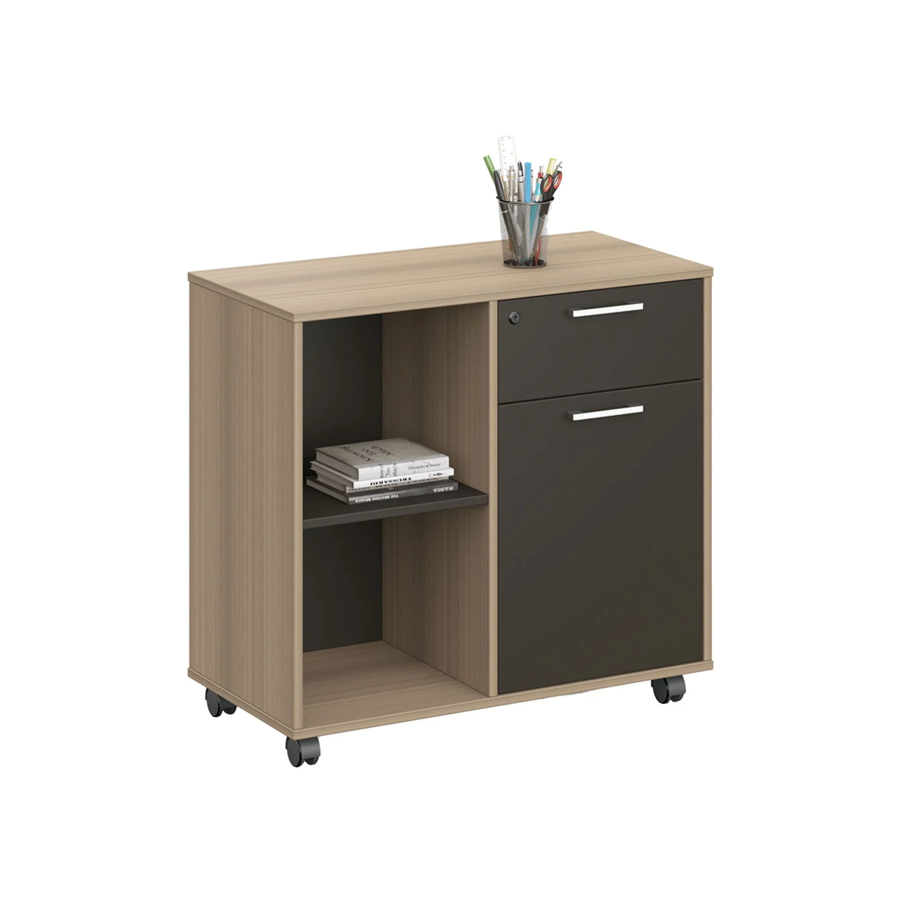 Шкаф RFG Milano, 800 х 400 х 750 mm, ПДЧ, светъл дъб и тъмносиво