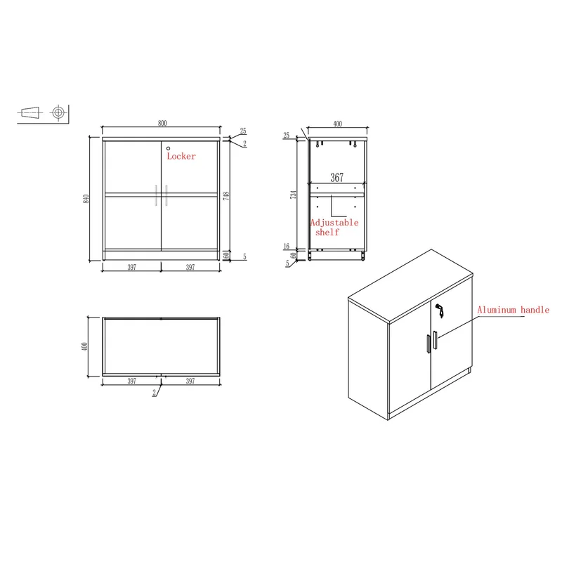 Шкаф RFG Monaco, 800 х 400 х 840 mm, ПДЧ, бял