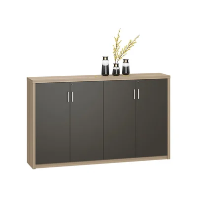 Шкаф RFG Milano, 2000 х 400 х 1200 mm, ПДЧ, светъл дъб и тъмносиво