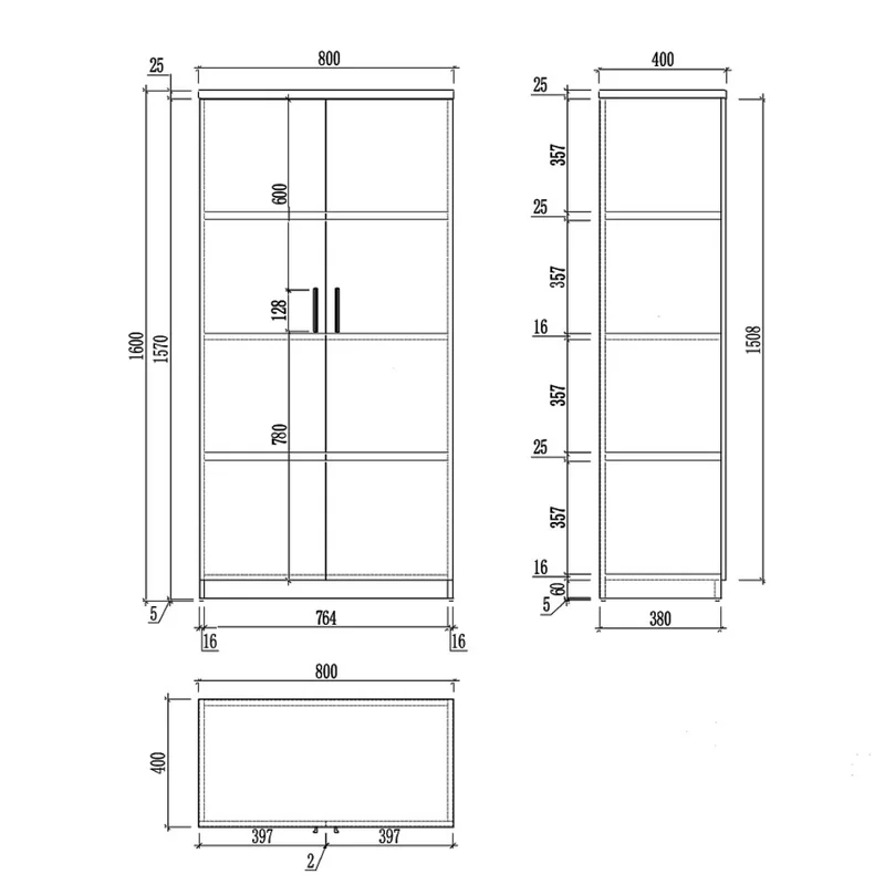 Шкаф RFG Monaco, 800 x 400 x 1600 mm, ПДЧ, бяло и черно