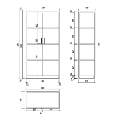 Шкаф RFG Monaco, 800 x 400 x 1600 mm, ПДЧ, бяло и черно