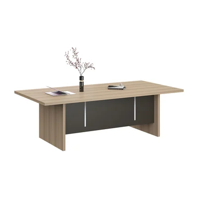 Заседателна маса RFG Milano, 2400 х 1200 х 750 mm, правоъгълен плот, ПДЧ 25 mm, светъл дъб и тъмносиво