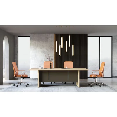 Заседателна маса RFG Milano, 2400 х 1200 х 750 mm, правоъгълен плот, ПДЧ 25 mm, светъл дъб и тъмносиво
