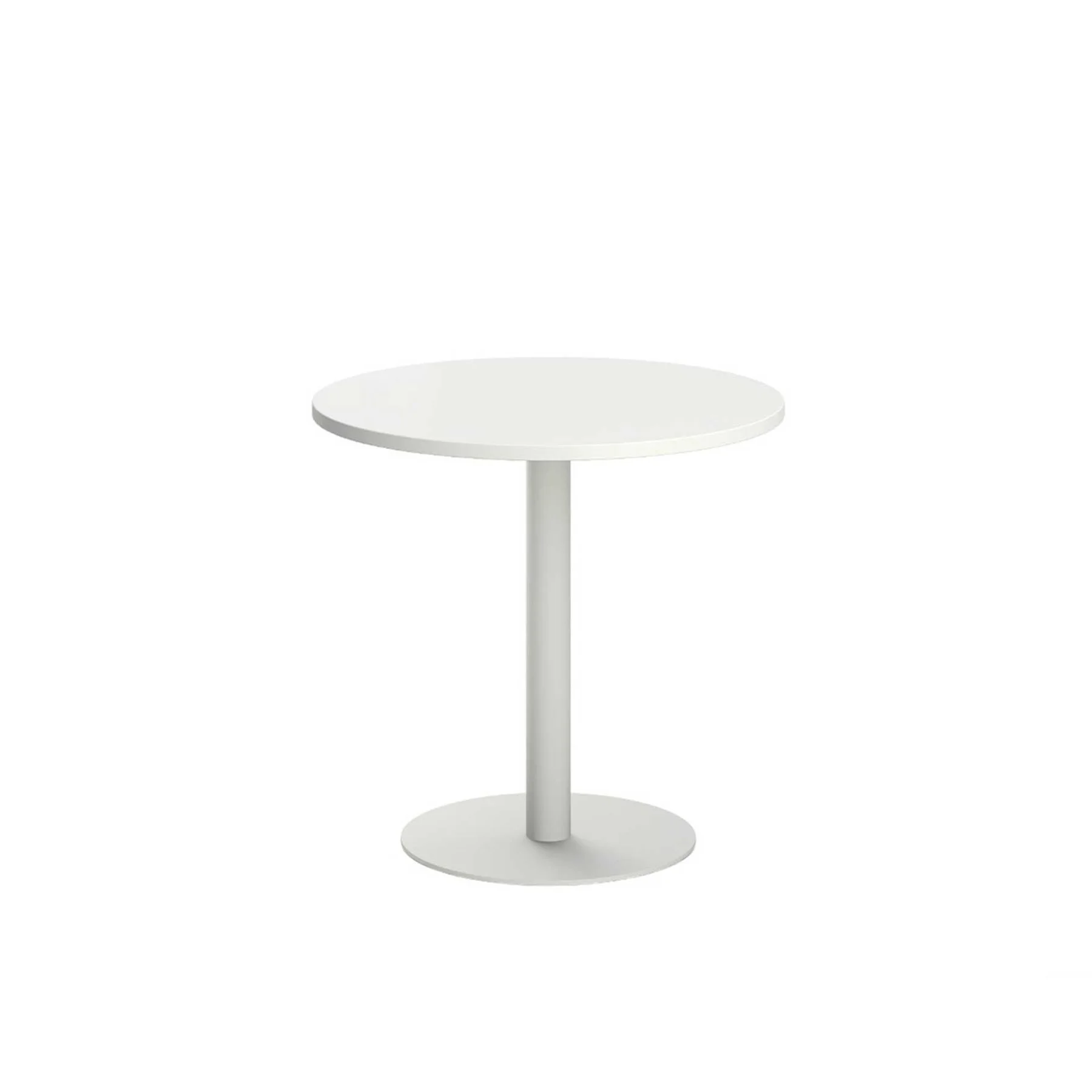 Заседателна маса RFG Barry, 800 х 800 х 750 mm, кръгъл плот, ПДЧ 25 mm, метална основа, бяла