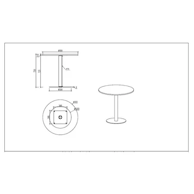 Заседателна маса RFG Barry, 800 х 800 х 750 mm, кръгъл плот, ПДЧ 25 mm, метална основа, бяла