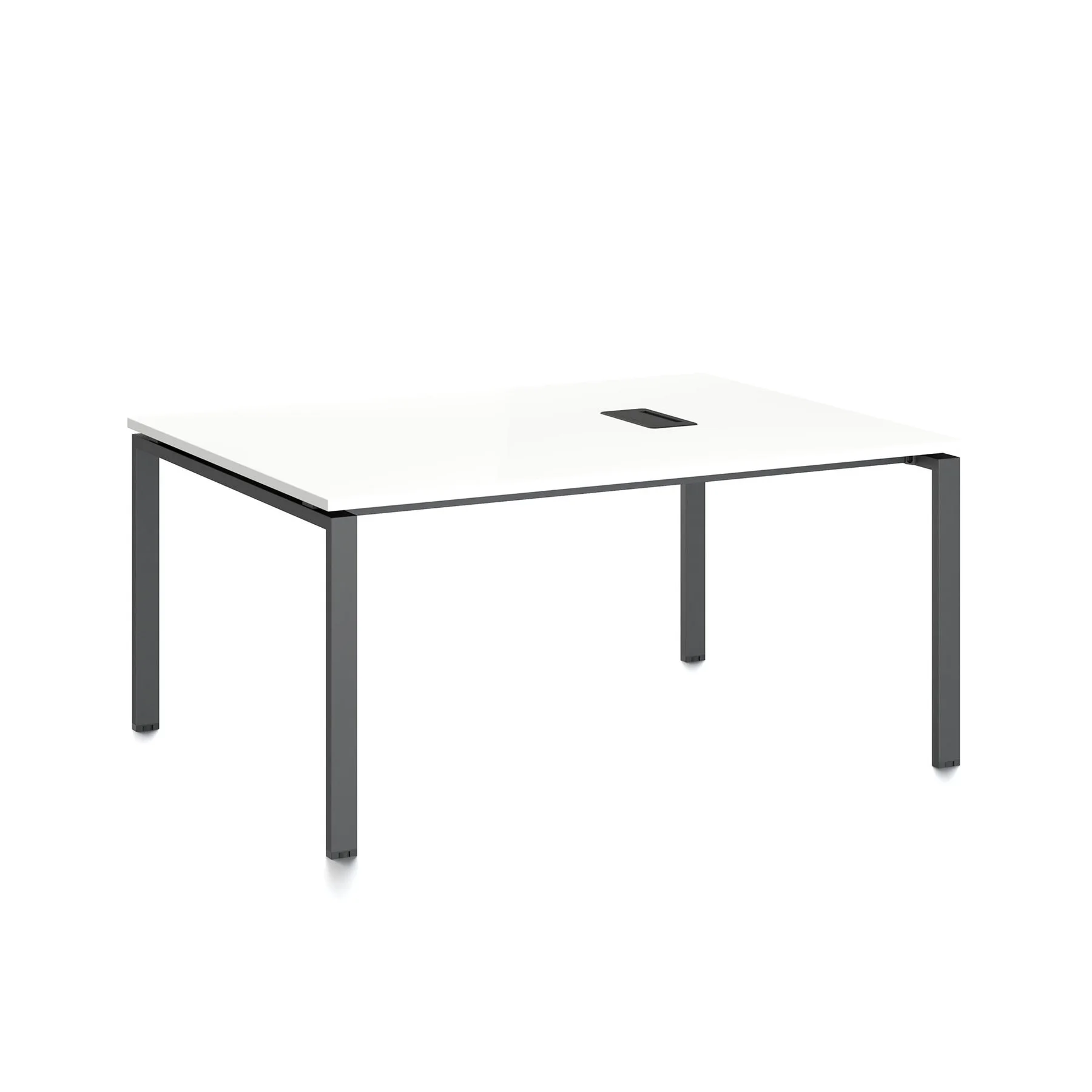 Заседателна маса RFG Monaco, 1600 x 1200 x 750 mm, ПДЧ 25 mm, с отвор за кабели, бял плот, черни метални крака